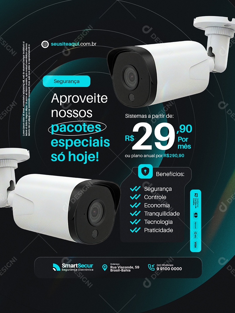 Câmera de Segurança Aproveite Nossos Pacotes Especiais Social Media PSD Editável