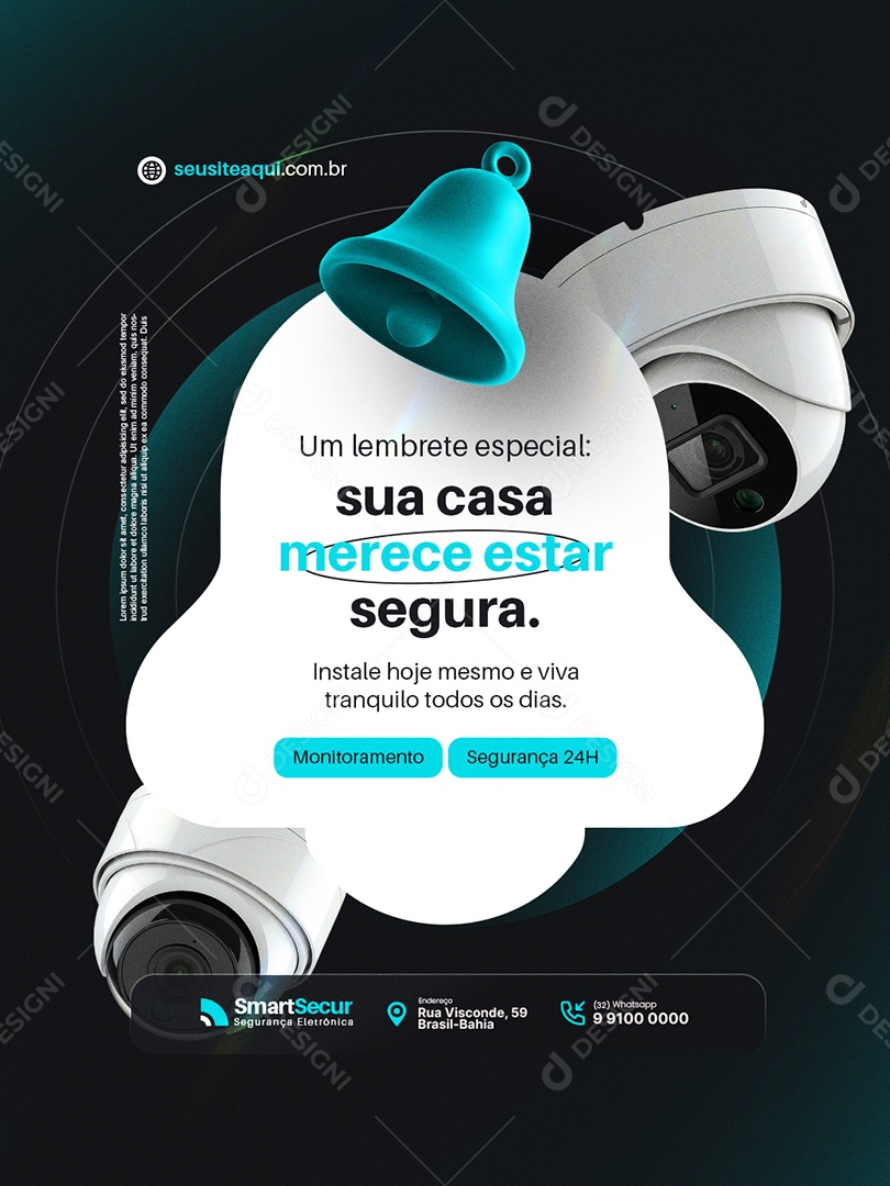 Câmera de Segurança Um Lembrete Especial Social Media PSD Editável