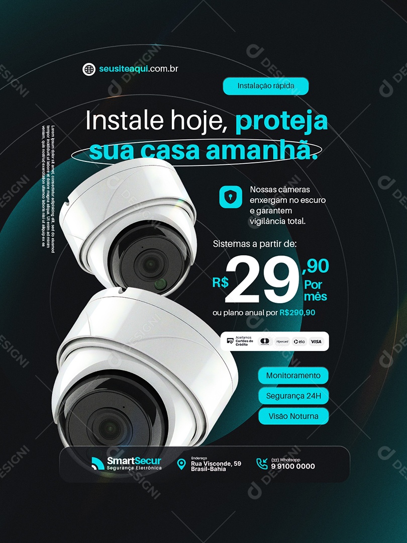 Câmera de Segurança Instale Hoje Social Media PSD Editável