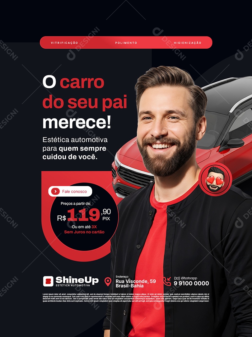 Estética Automotiva O Carro do Seu Pai Merece Social Media PSD Editável