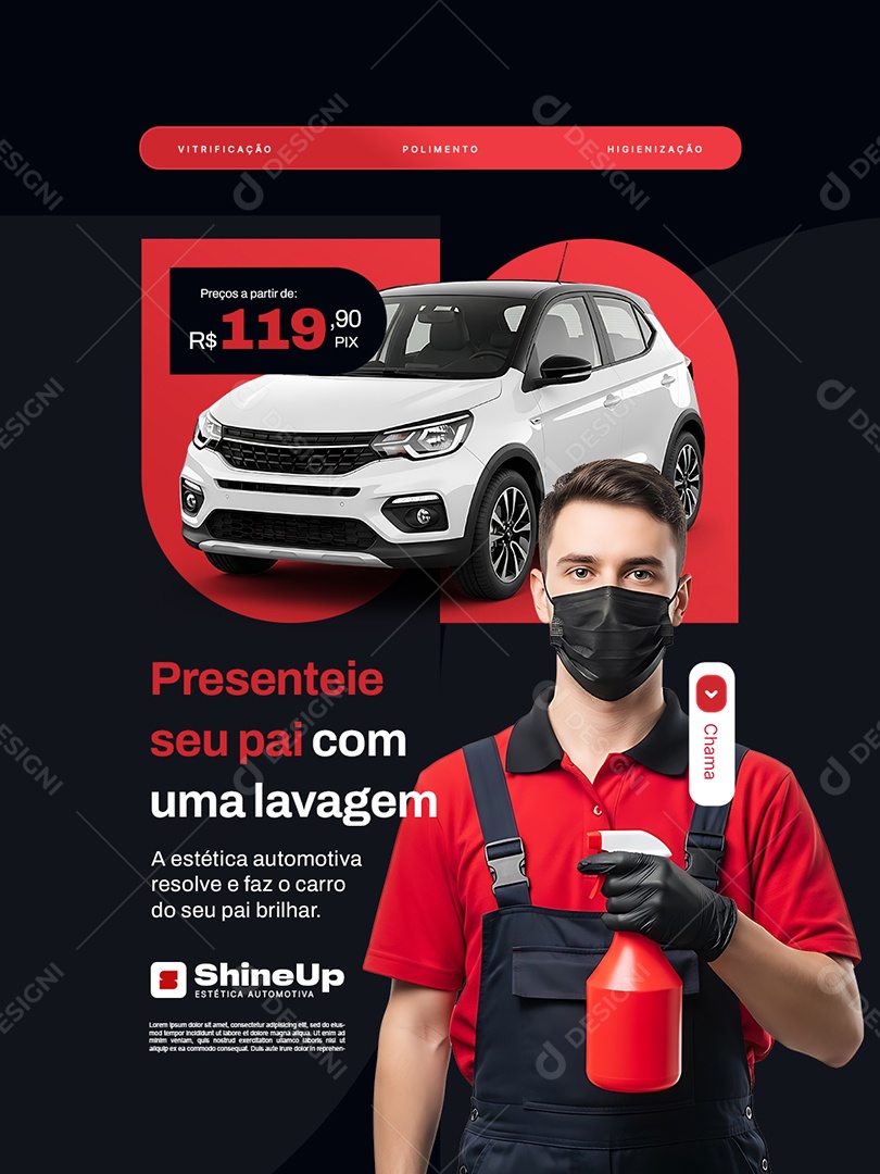 Estética Automotiva Presenteie Seu Pai com Uma Lavagem Social Media PSD Editável