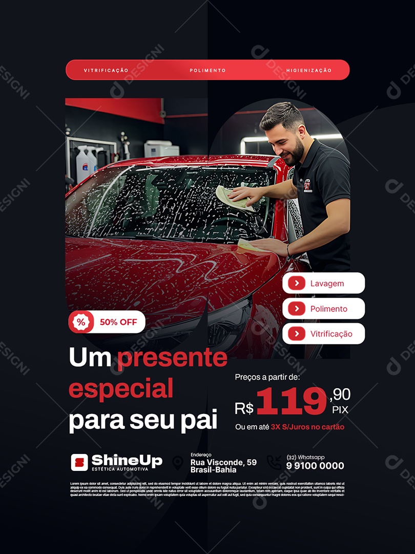 Estética Automotiva Um Presente Especial Social Media PSD Editável