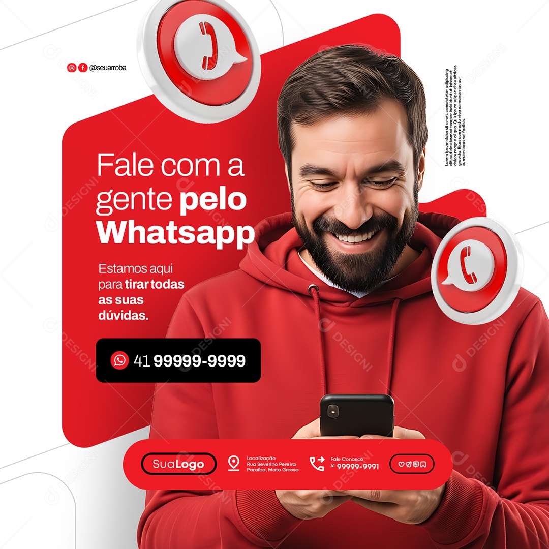 Fale Com a Gente no Whatsapp Social Media PSD Editável