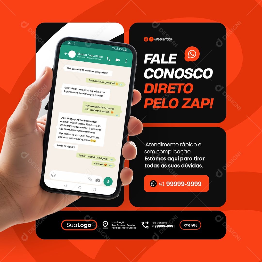 Whatsapp Fale Conosco Direto Pelo Zap Social Media PSD Editável