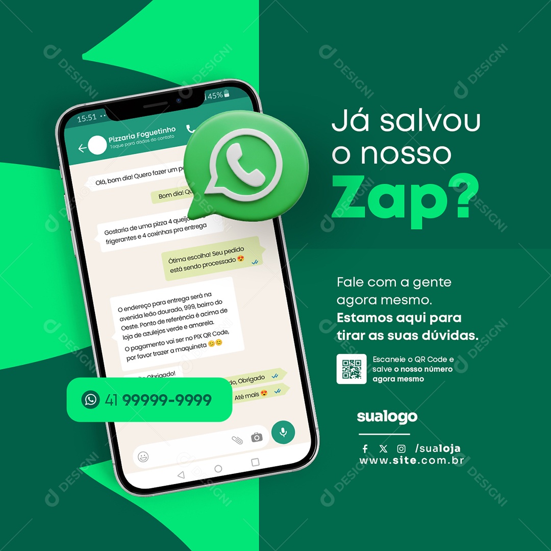 Whatsapp Já Salvou o Nosso Zap Social Media PSD Editável