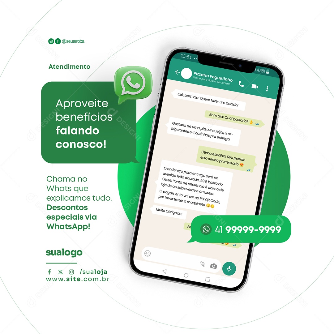 Whatsapp Chama no Whats Que Explicamos Tudo Social Media PSD Editável