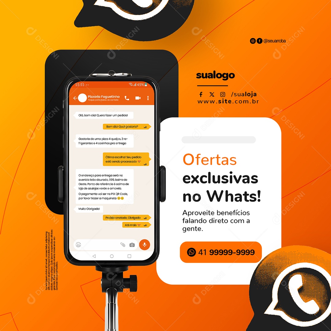 Whatsapp Ofertas Exclusivas no Whats Social Media PSD Editável