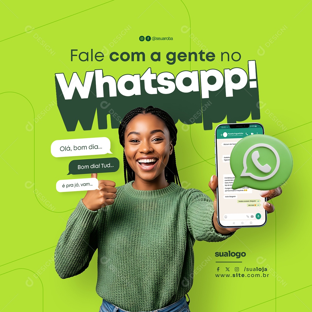 Fale com a Gente no Whatsapp Social Media PSD Editável