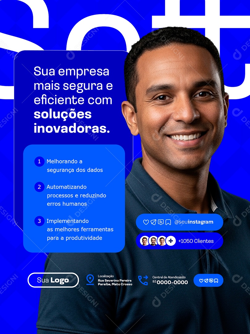 TI Sua Empresa Mais Segura e Eficiente com Soluções Inovadoras Social Media PSD Editável