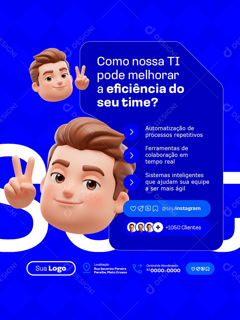 Como Nossa TI Pode Melhorar a Eficiênciao do Seu Time Social Media PSD Editável