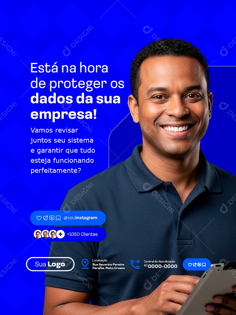 TI Está na Hora de Proteger os Dados da Sua Empresa Social Media PSD Editável