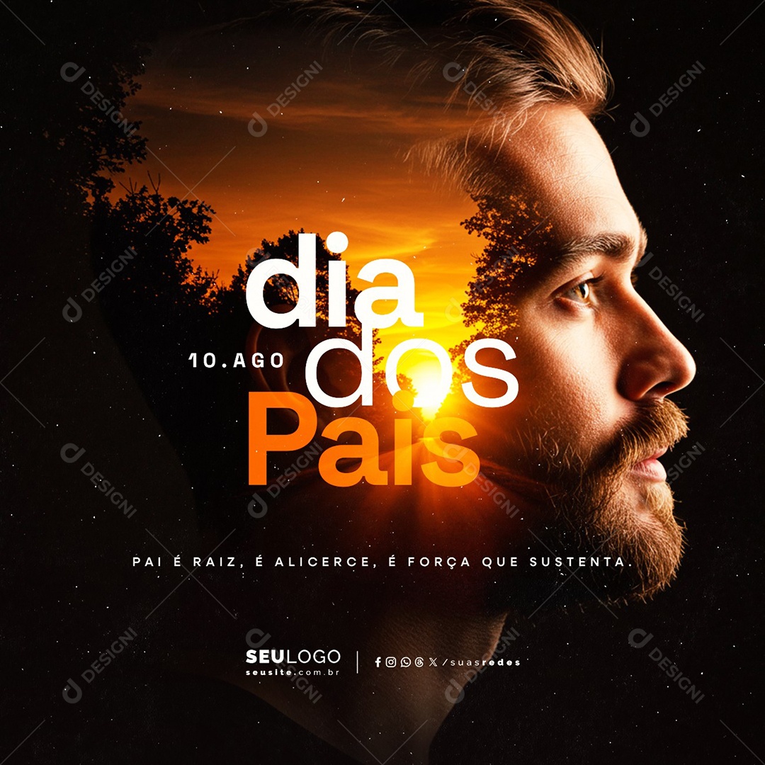 Dia dos Pais 10 de Agosto Social Media PSD Editável