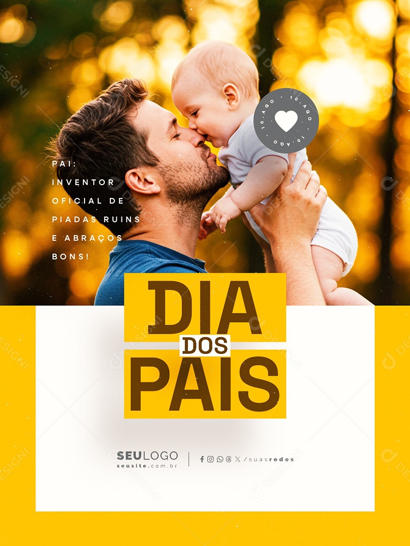 Dia dos Pais 10 de Agosto Social Media PSD Editável