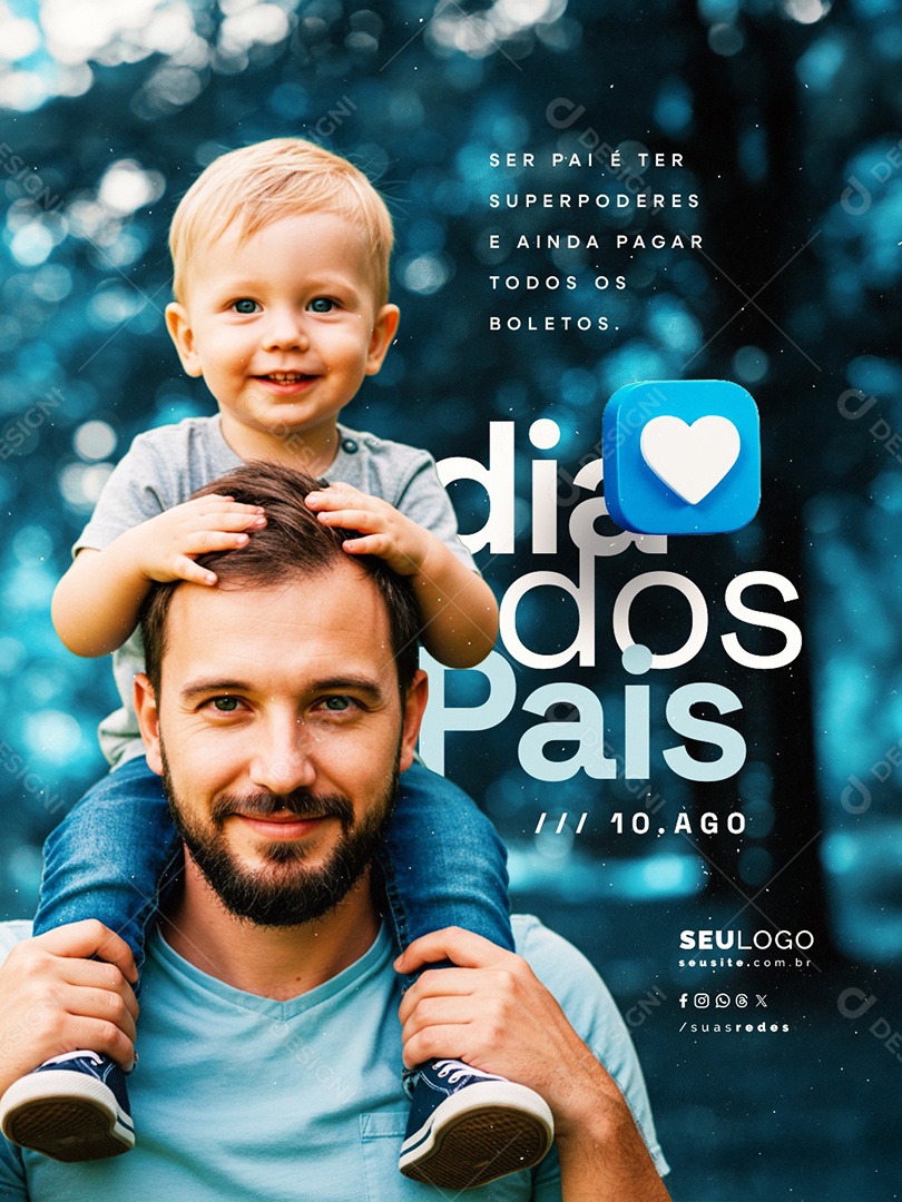 Dia dos Pais 10 de Agosto Social Media PSD Editável