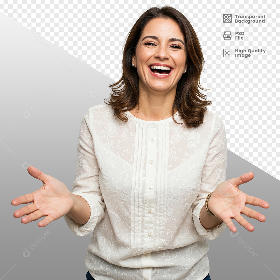 Mulher Vestida de Branco Para Composição PSD