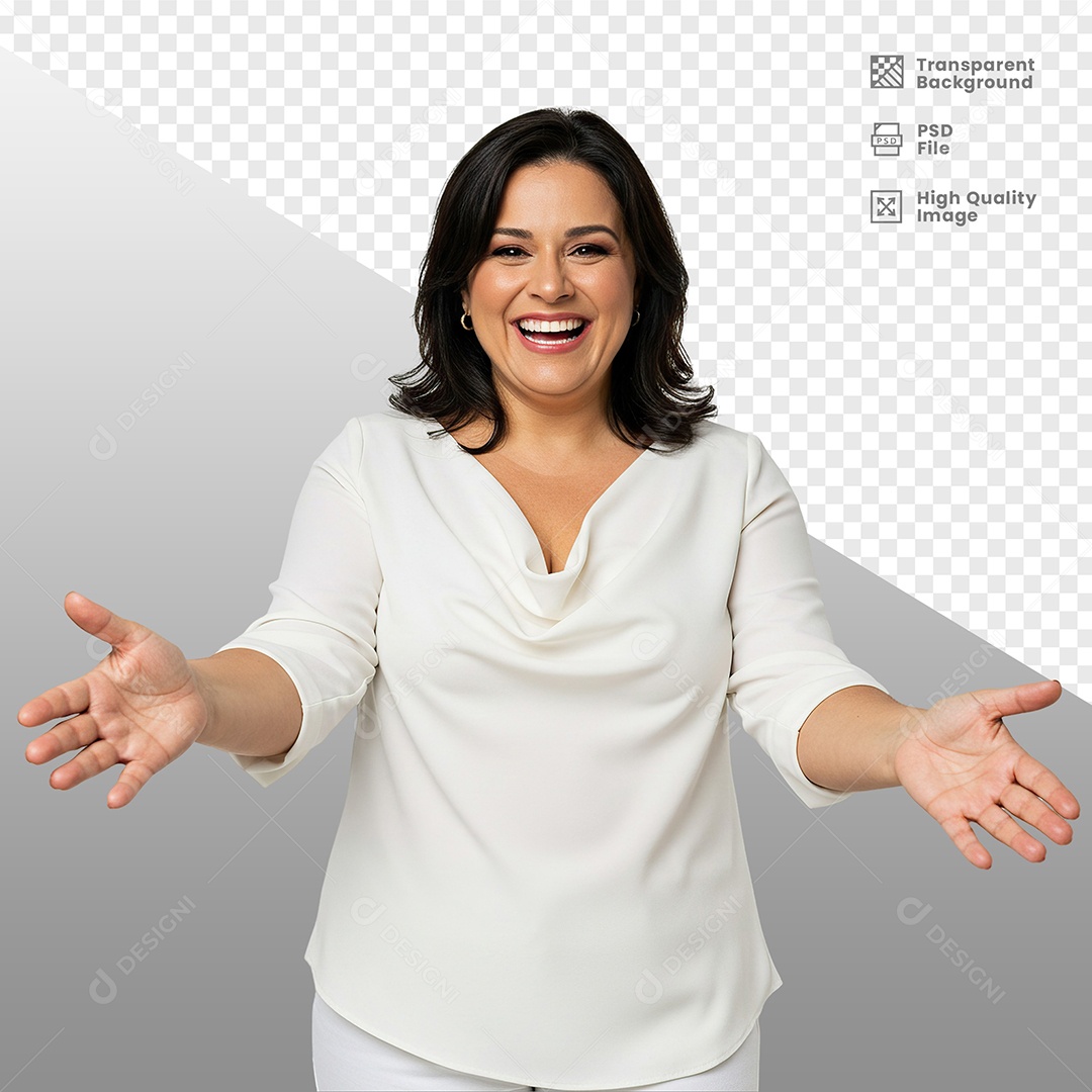 Mulher Vestida de Branco Para Composição PSD