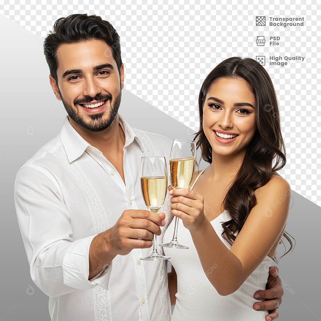 Casal Vestidos de Branco Para Composição PSD