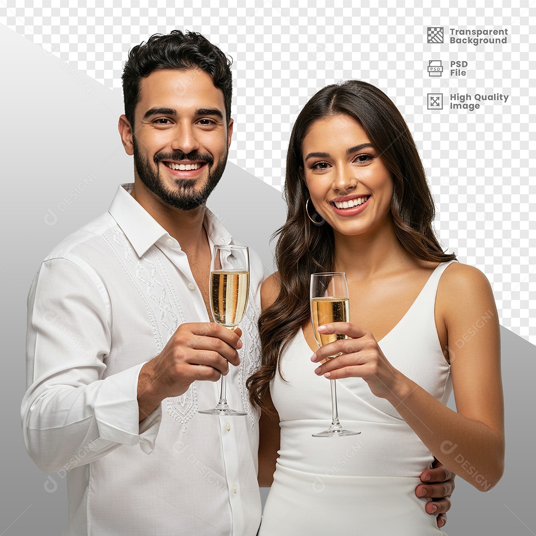 Casal Vestidos de Branco Para Composição PSD