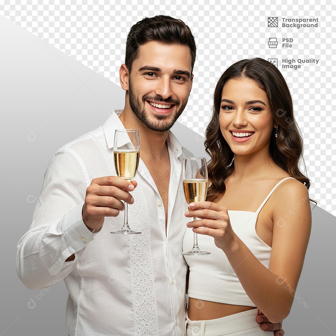 Casal Vestidos de Branco Para Composição PSD