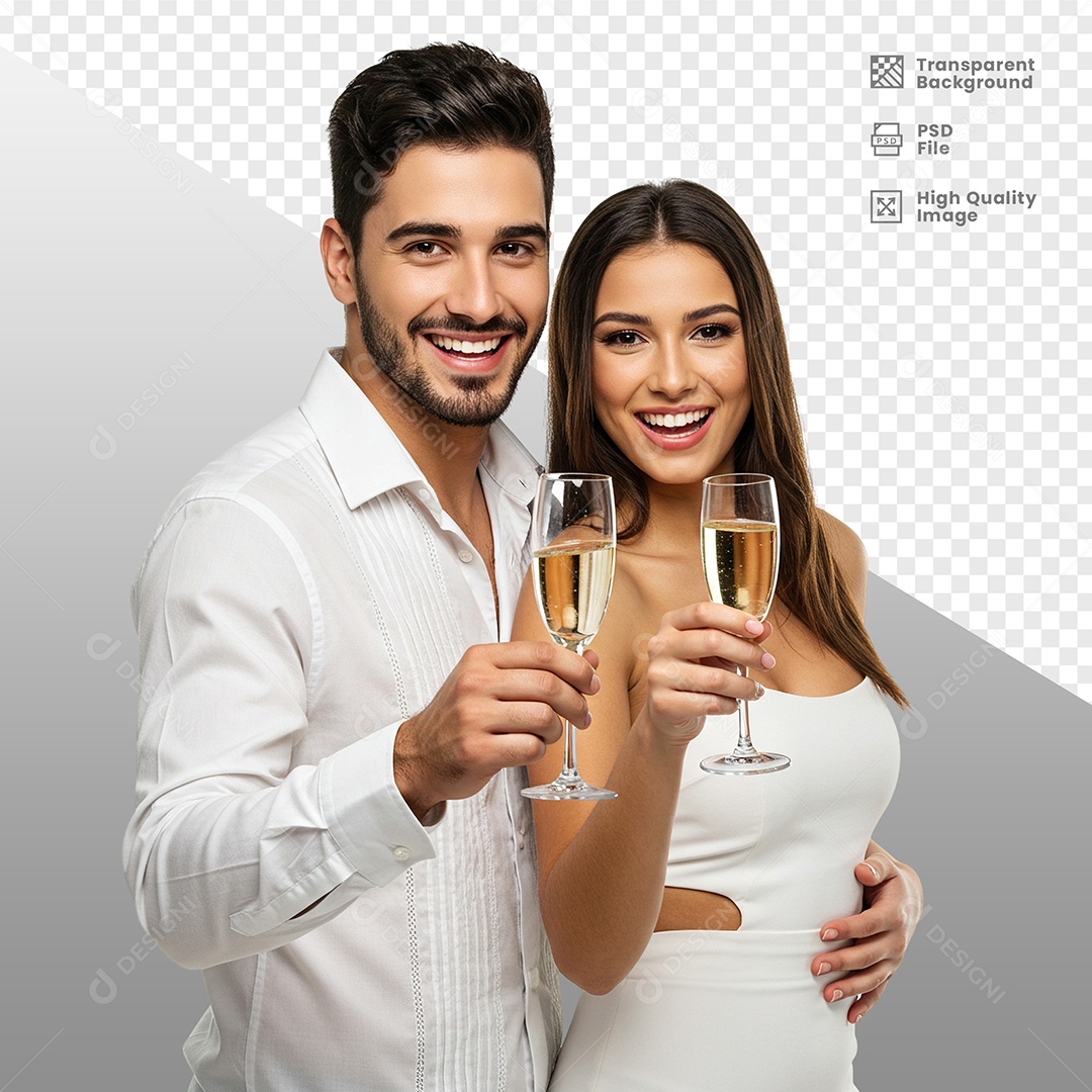 Casal Vestidos de Branco Para Composição PSD