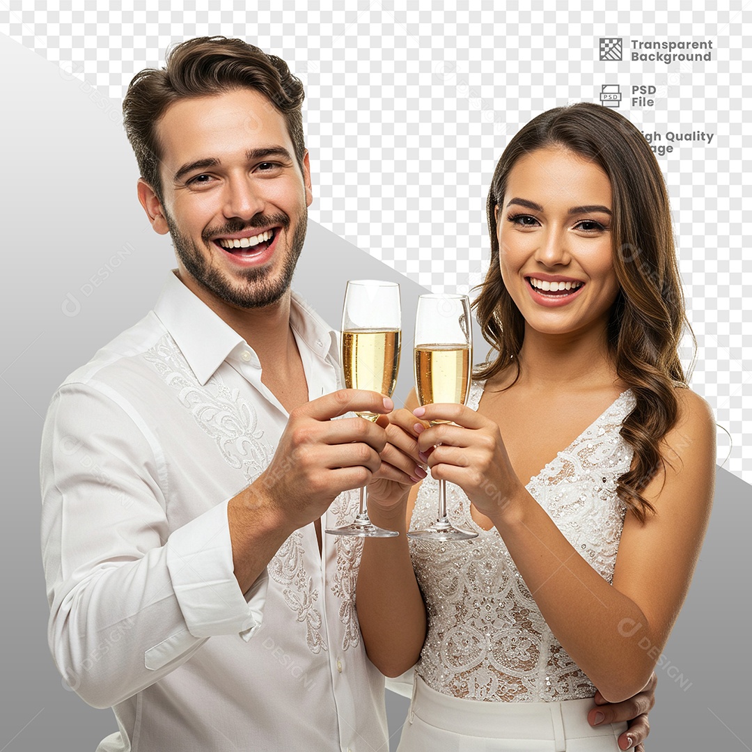 Casal Vestidos de Branco Para Composição PSD