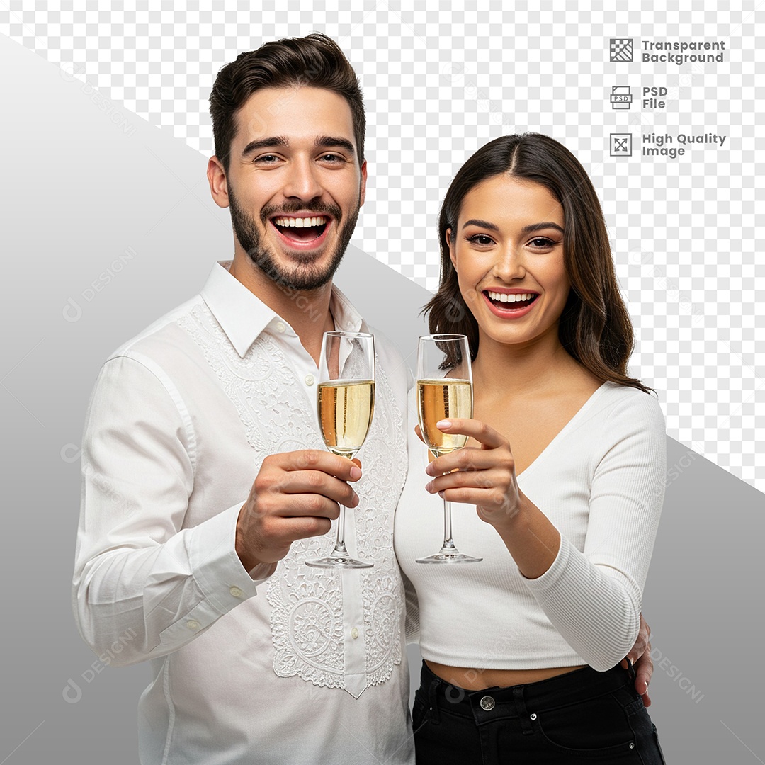 Casal Vestidos de Branco Para Composição PSD