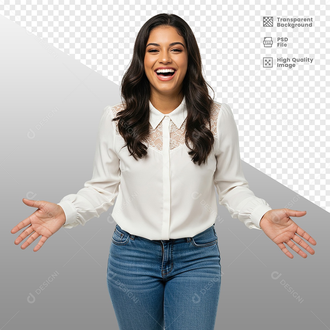 Mulher Vestida de Branco Para Composição PSD