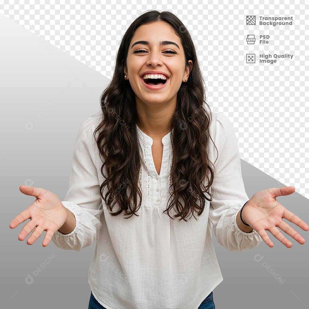 Mulher Vestida de Branco Para Composição PSD