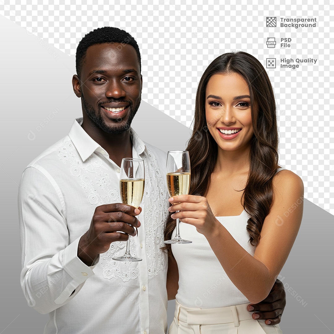 Casal Vestidos de Branco Para Composição PSD