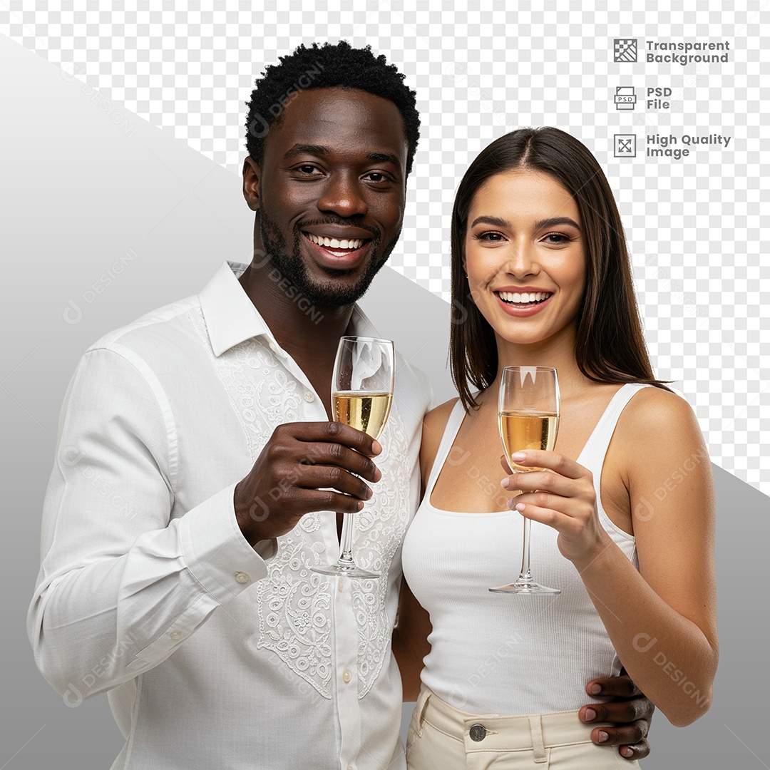 Casal Vestidos de Branco Para Composição PSD