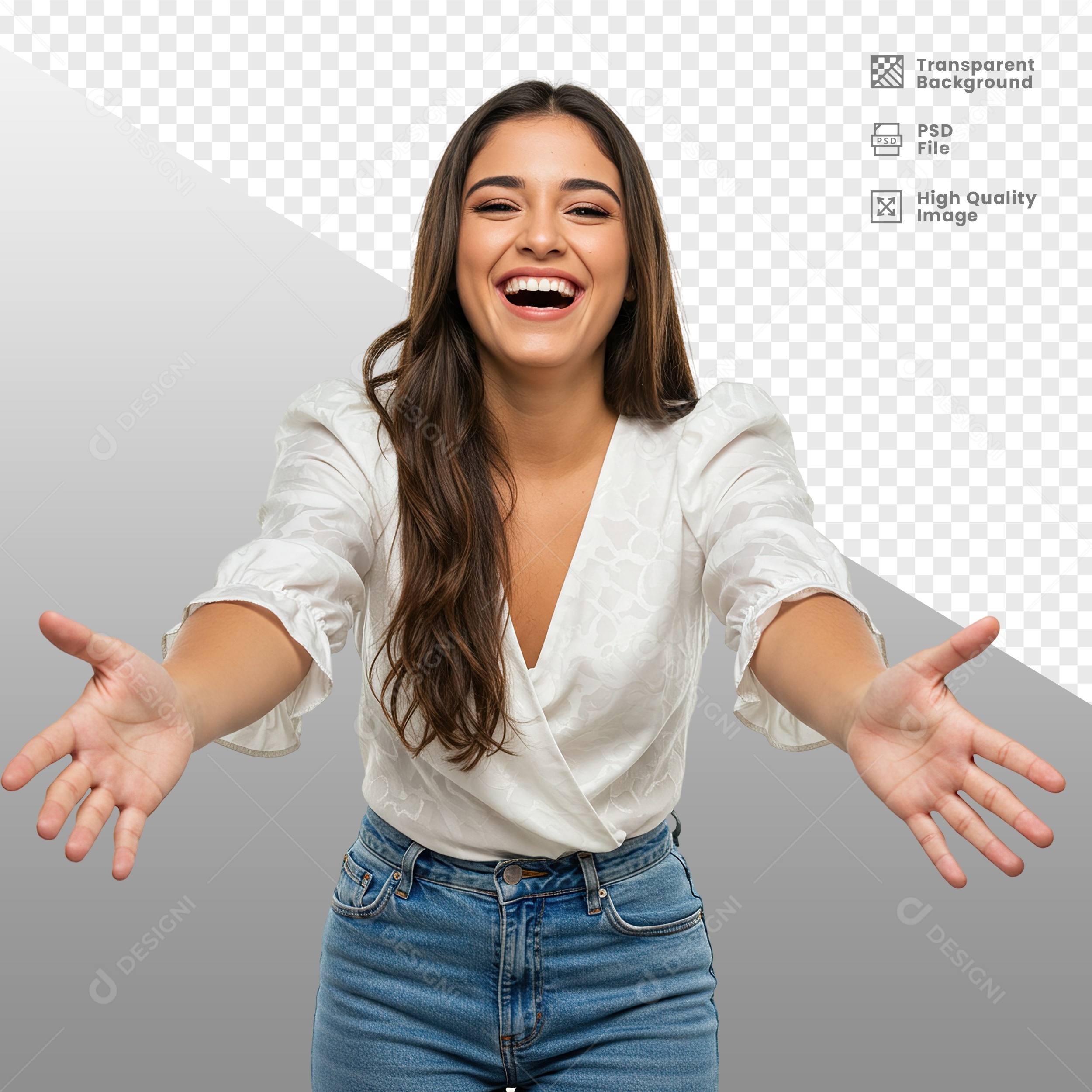 Mulher Vestida de Branco Para Composição PSD