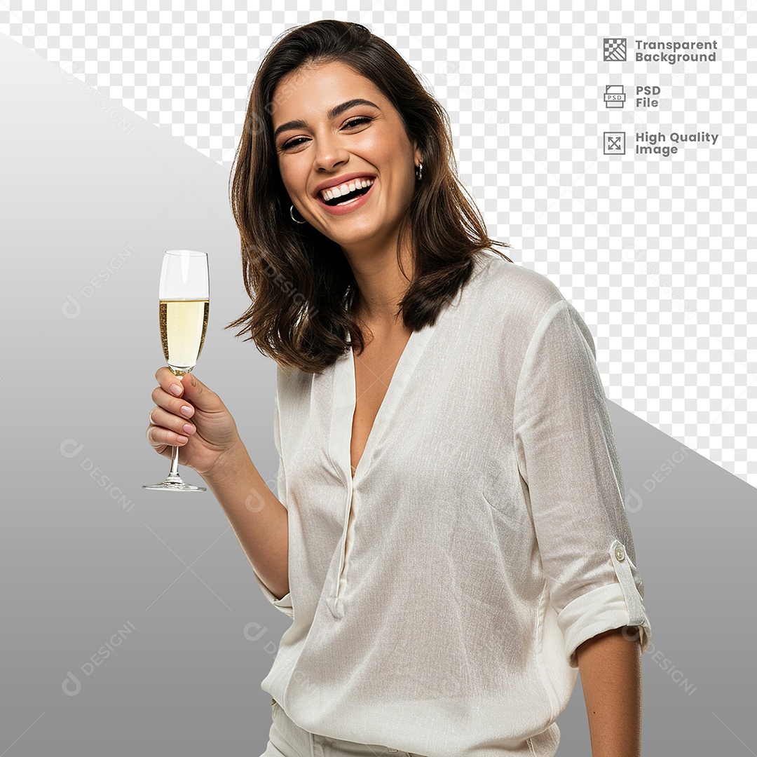 Mulher Vestida de Branco Para Composição PSD