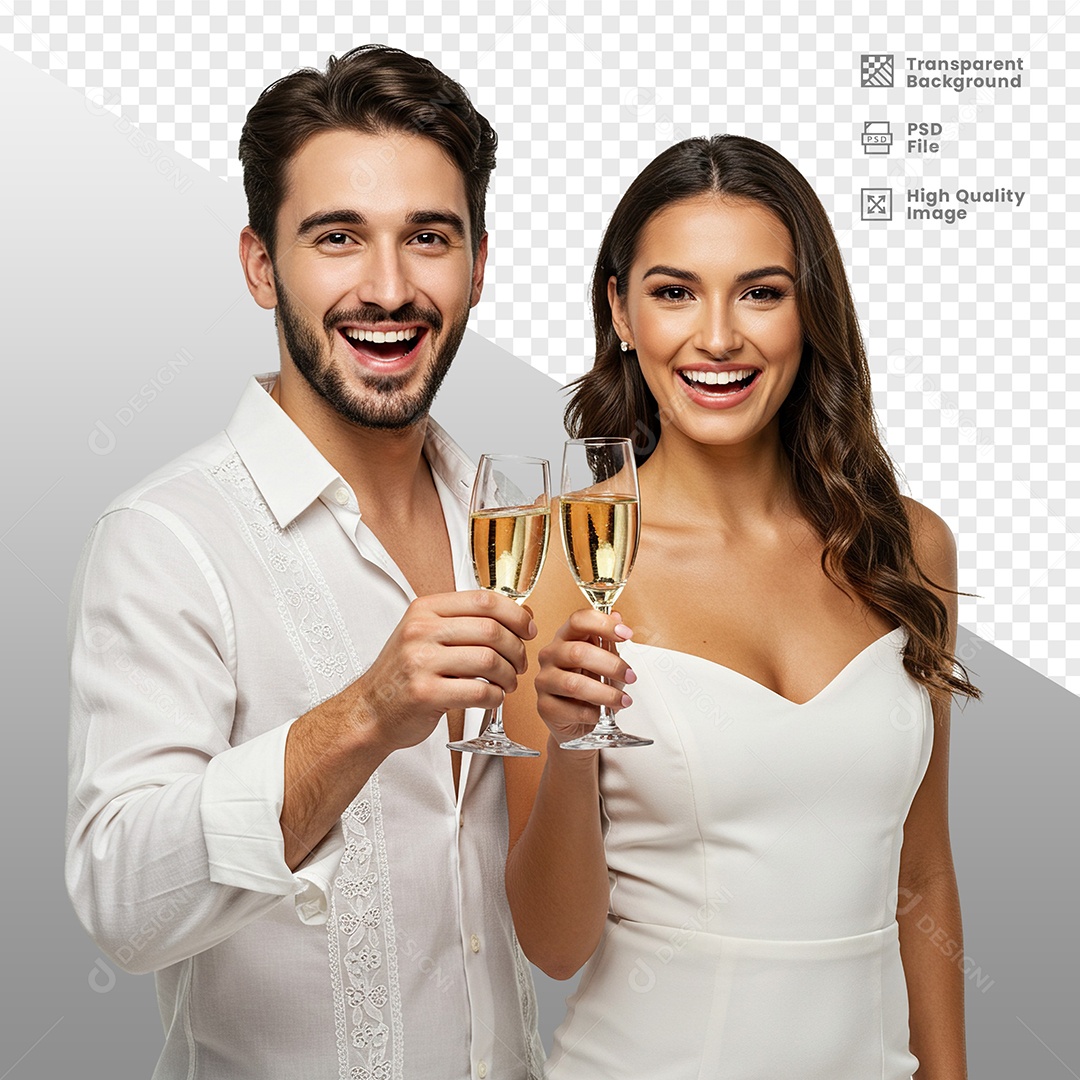 Casal Vestidos de Branco Para Composição PSD