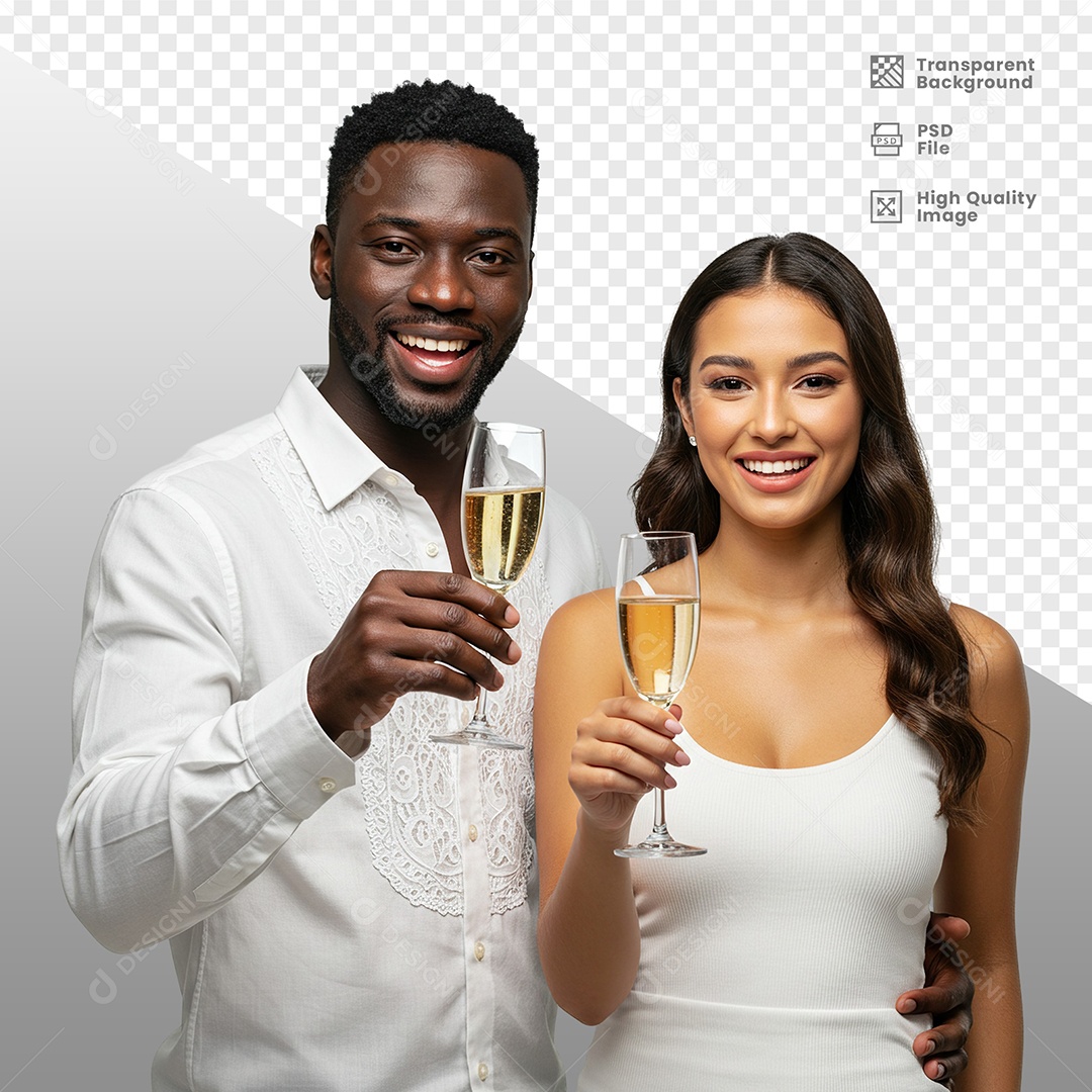 Casal Vestidos de Branco Para Composição PSD