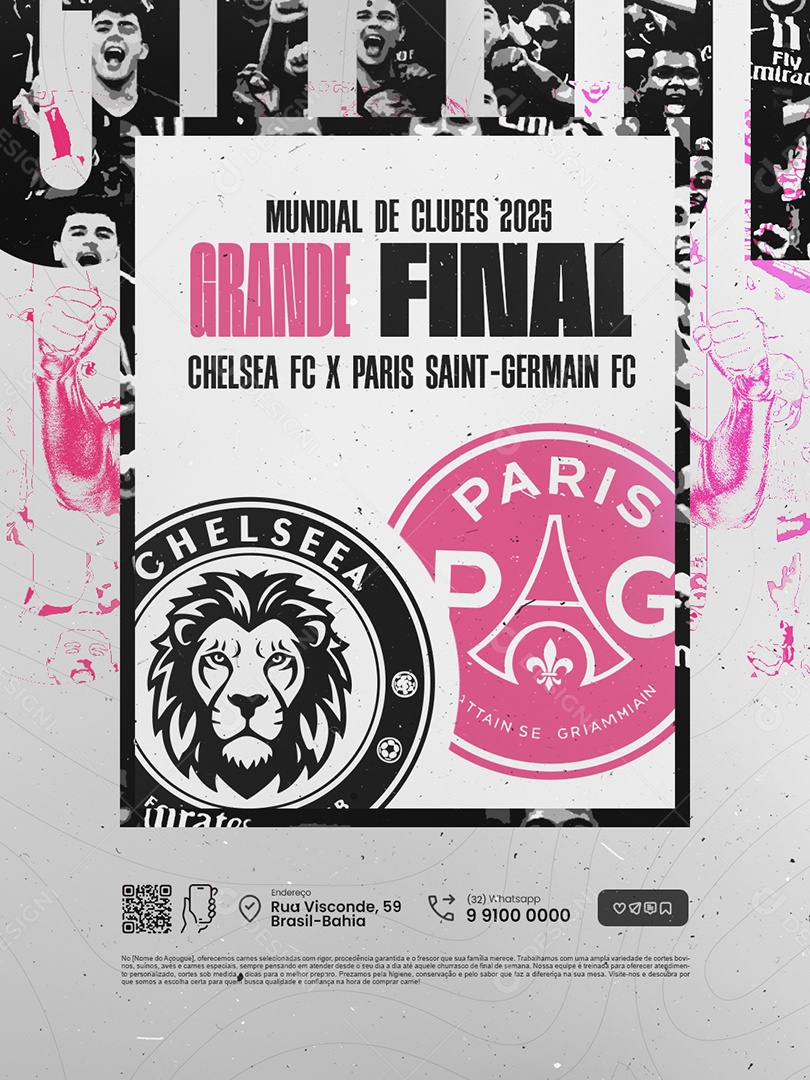 Jogo Mundial de Clubes Grande Final Chelsea x Paris Saint German Social Media PSD Editável