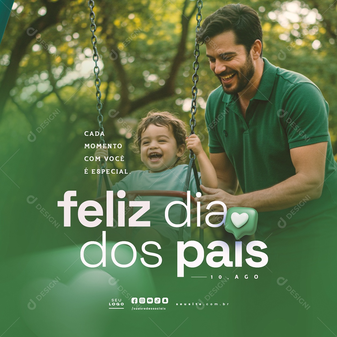 Feliz Dia dos Pais 10 de Agosto Social Media PSD Editável