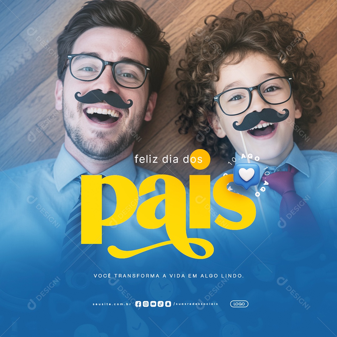 Feliz Dia dos Pais 10 de Agosto Social Media PSD Editável