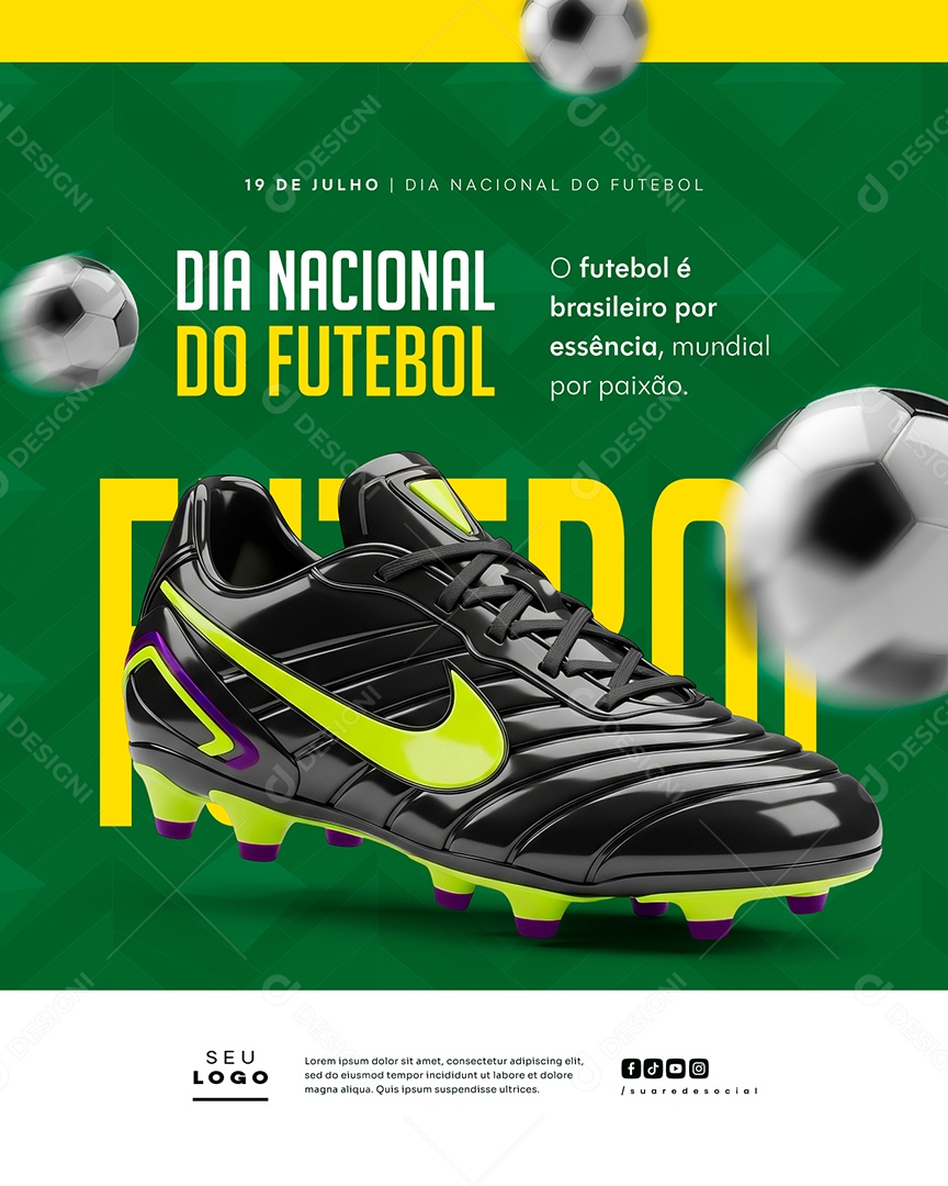Dia Nacional do Futebol 19 de Julho Social Media PSD Editável
