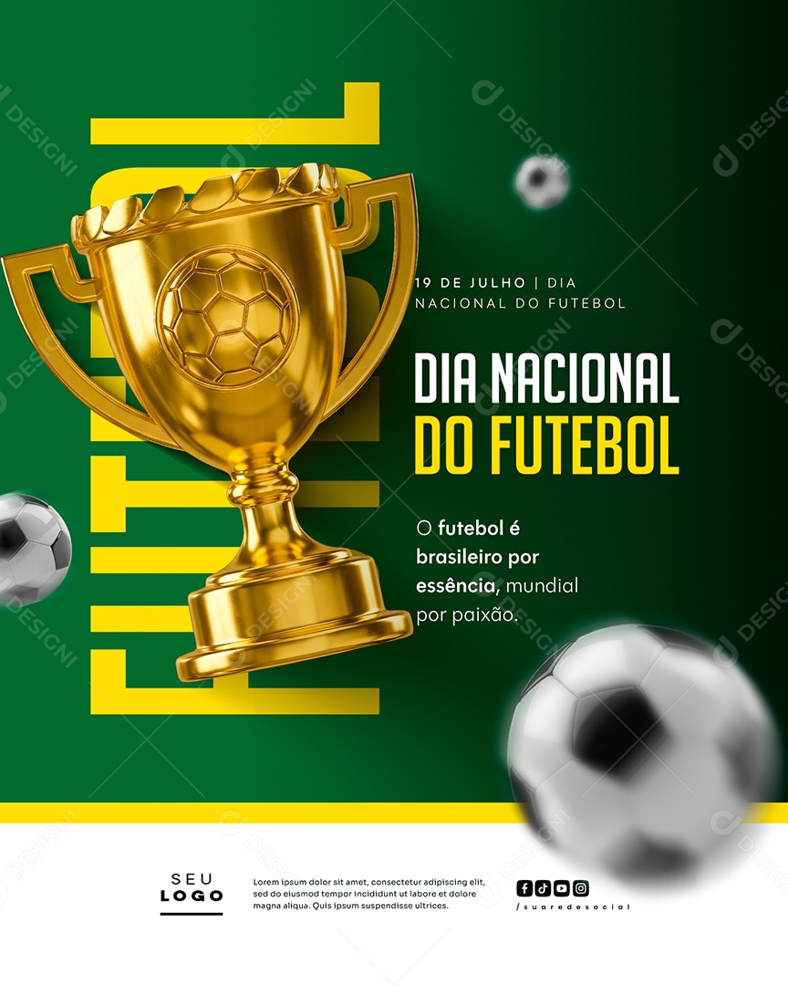 Dia Nacional do Futebol 19 de Julho Social Media PSD Editável