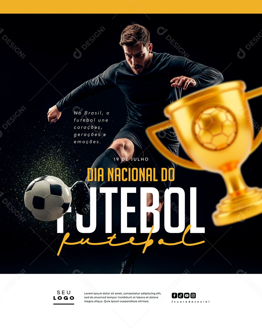 Dia Nacional do Futebol 19 de Julho Social Media PSD Editável