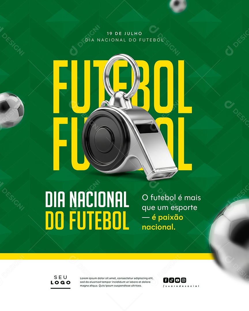 Dia Nacional do Futebol 19 de Julho Social Media PSD Editável