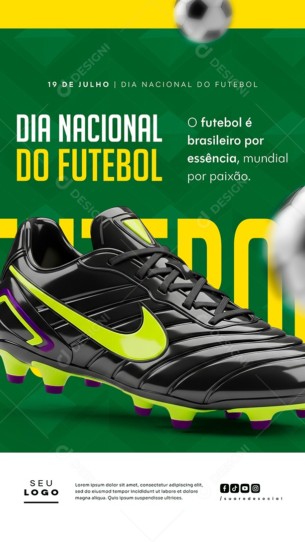 Story Dia Nacional do Futebol 19 de Julho Social Media PSD Editável