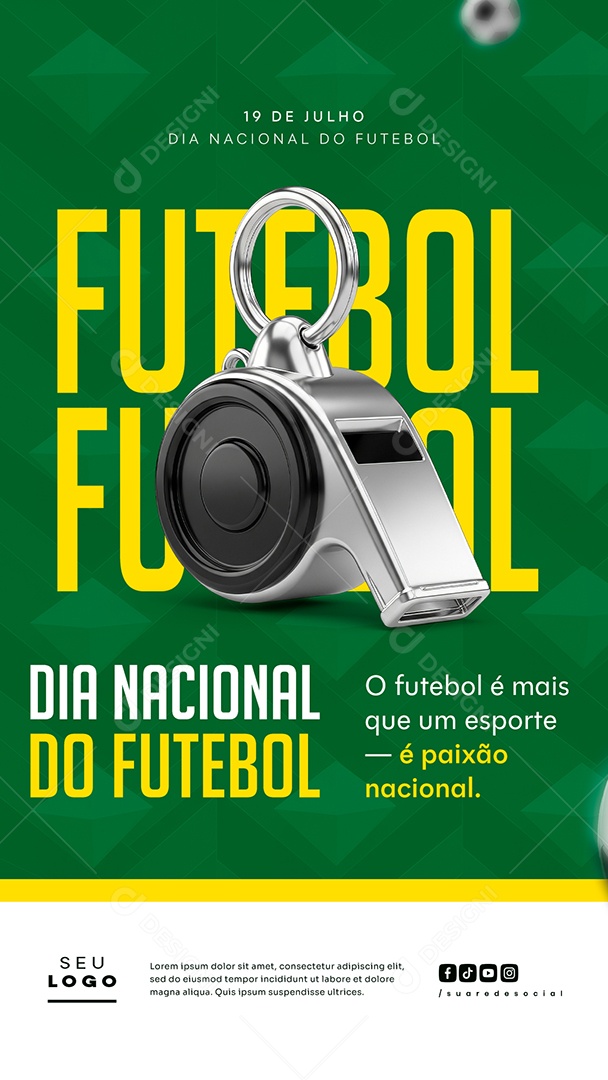 Story Dia Nacional do Futebol 19 de Julho Social Media PSD Editável