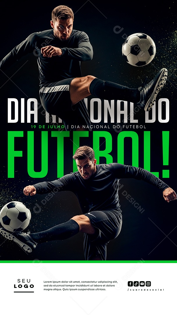 Story Dia Nacional do Futebol 19 de Julho Social Media PSD Editável