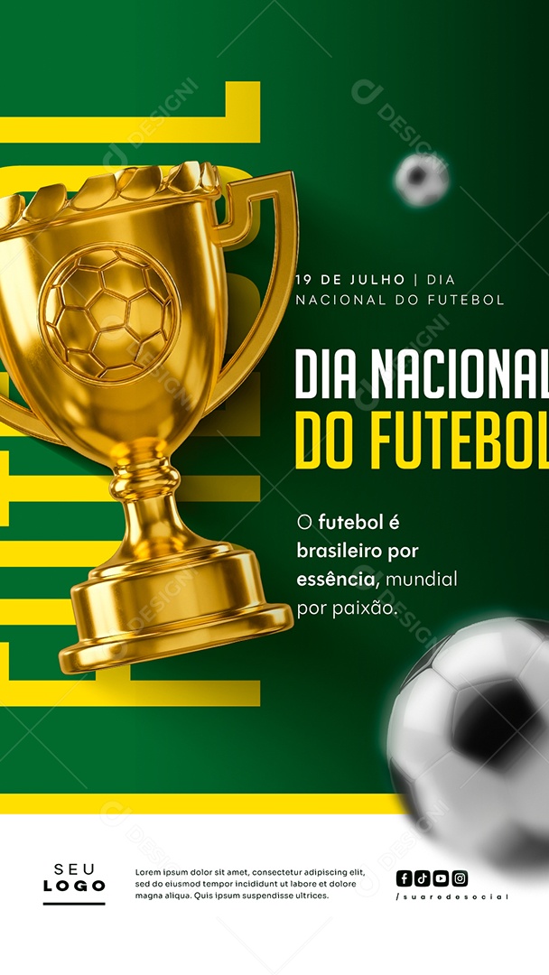 Story Dia Nacional do Futebol 19 de Julho Social Media PSD Editável