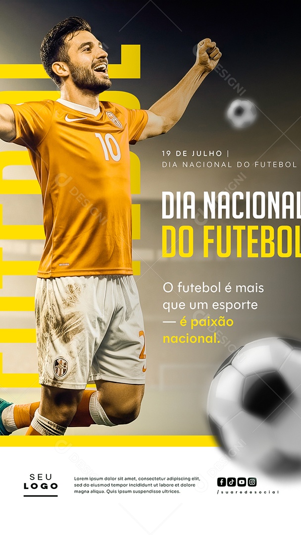 Story Dia Nacional do Futebol 19 de Julho Social Media PSD Editável