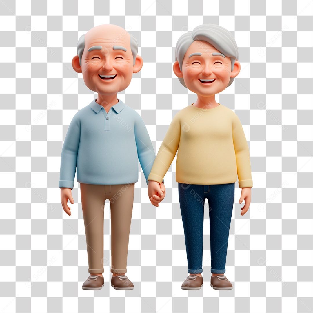 Personagem Casal de Idosos PNG Transparente