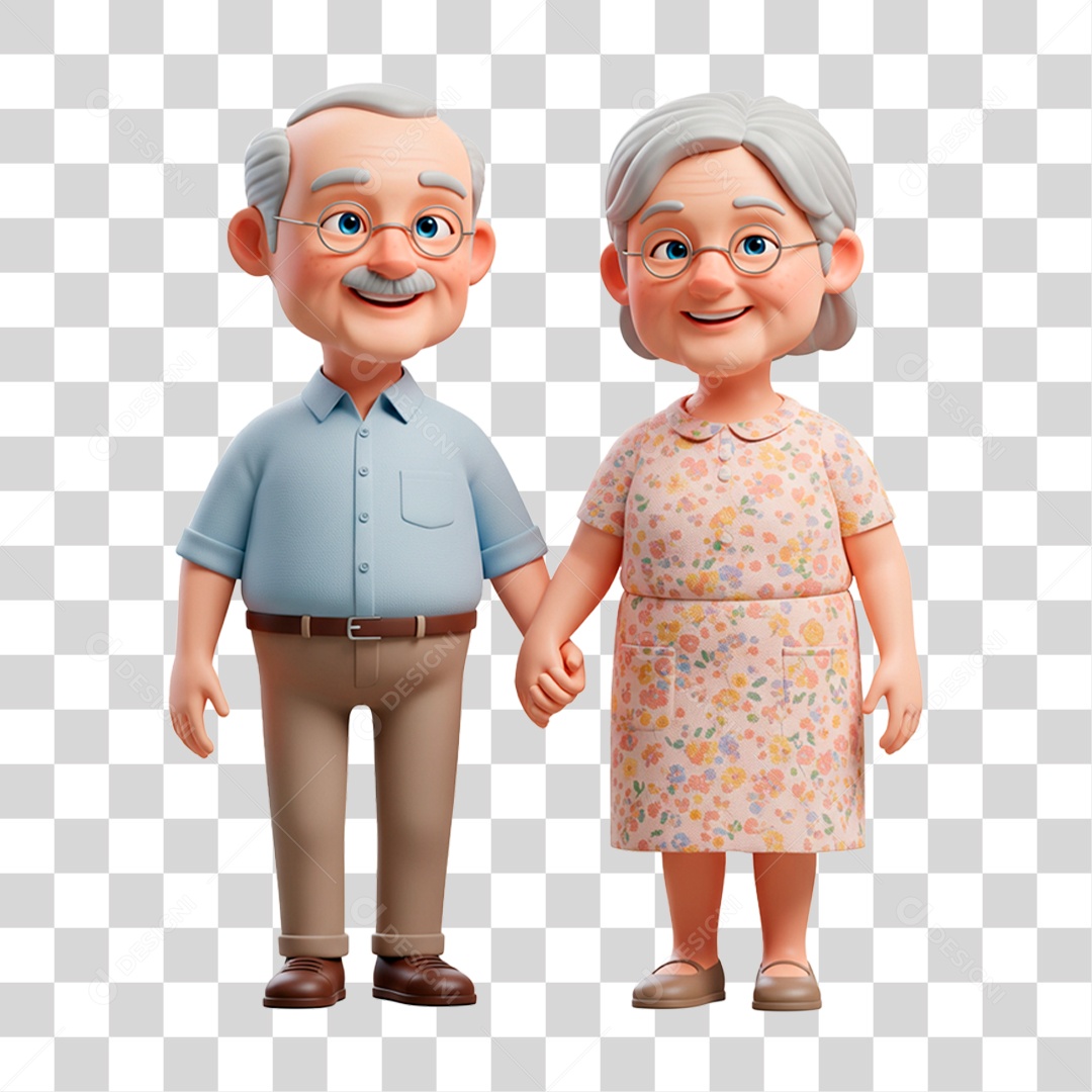 Personagem Casal de Idosos PNG Transparente