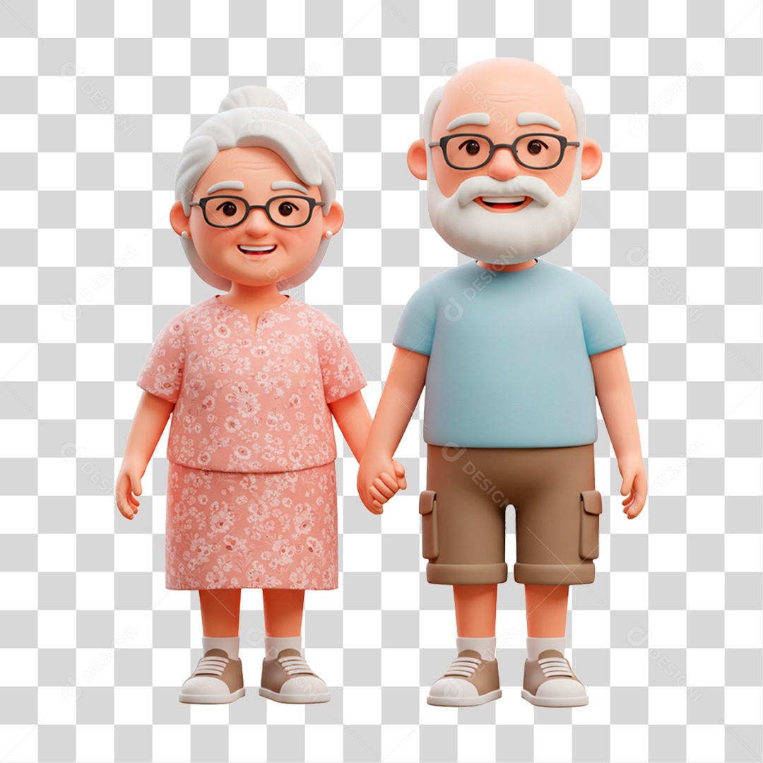 Personagem Casal de Idosos PNG Transparente