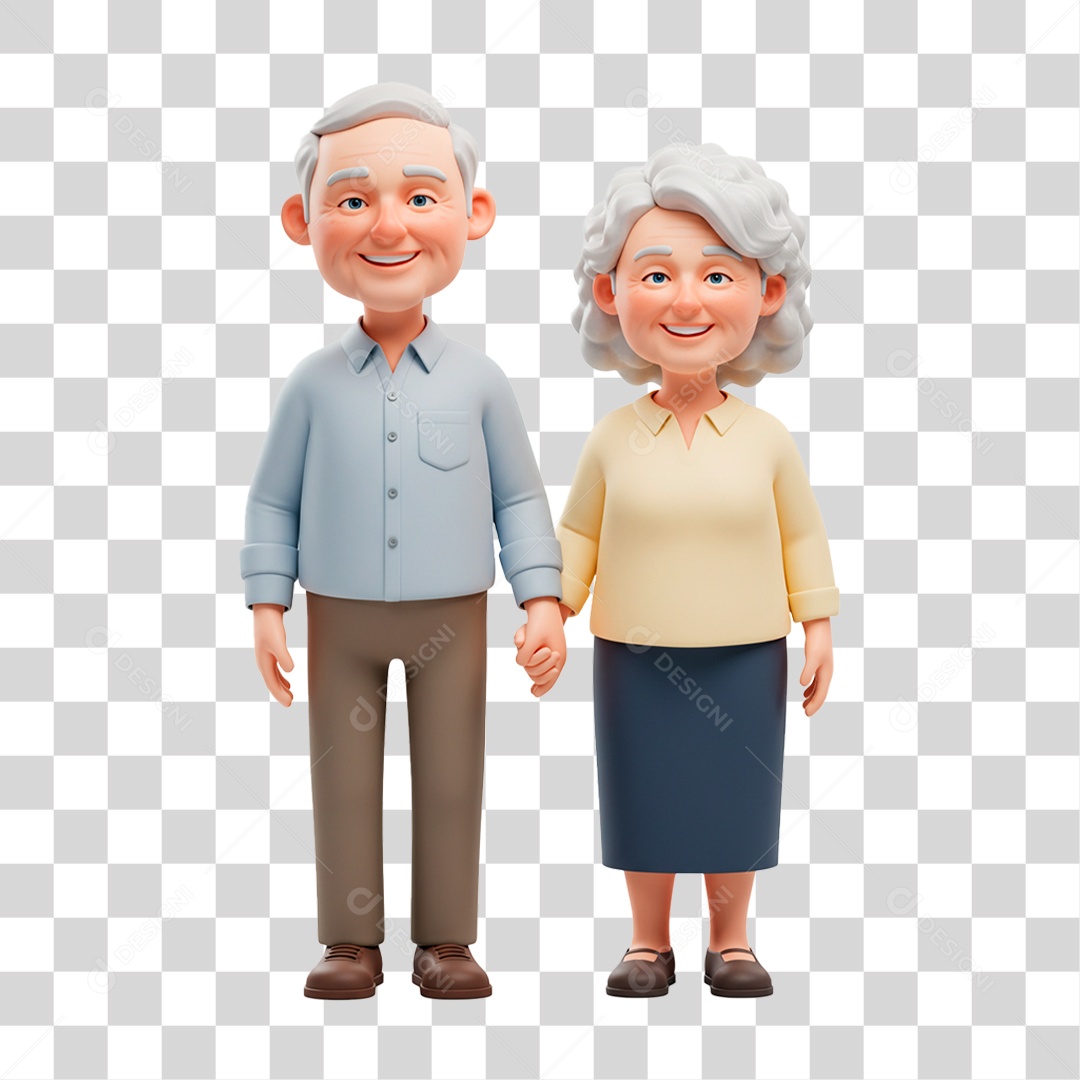 Personagem Casal de Idosos PNG Transparente